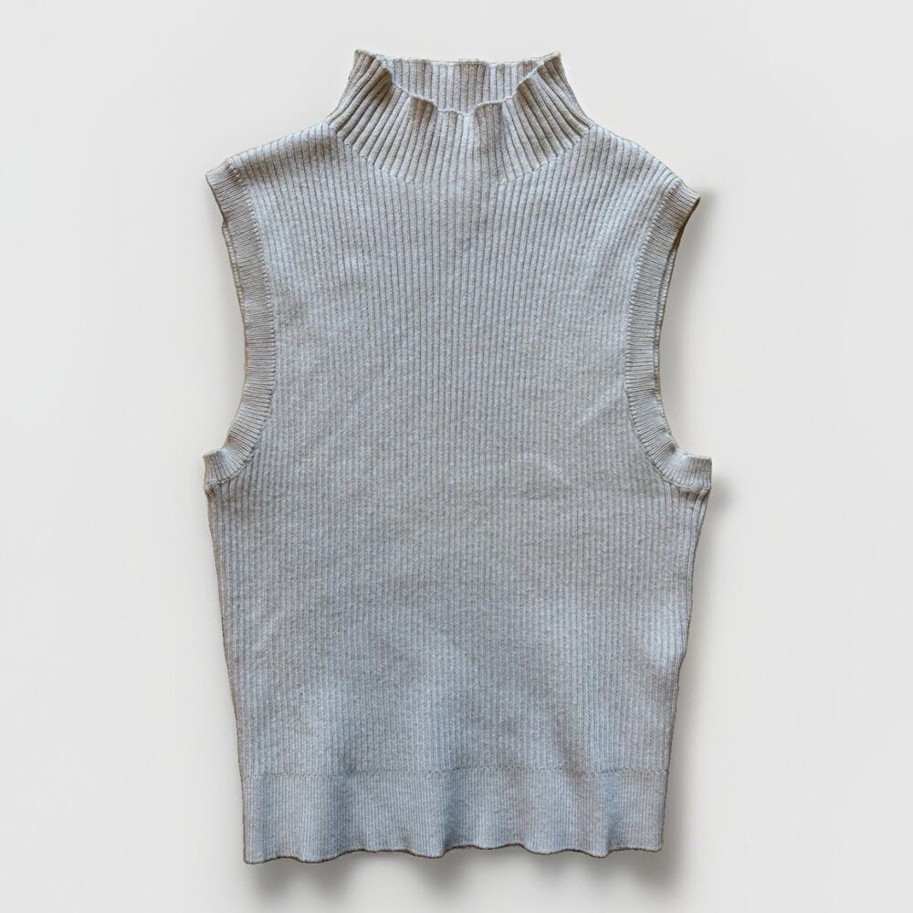superdown Beige Ribbed Hook and Eye Mockneck Tank Top Sz XS Sleeveless